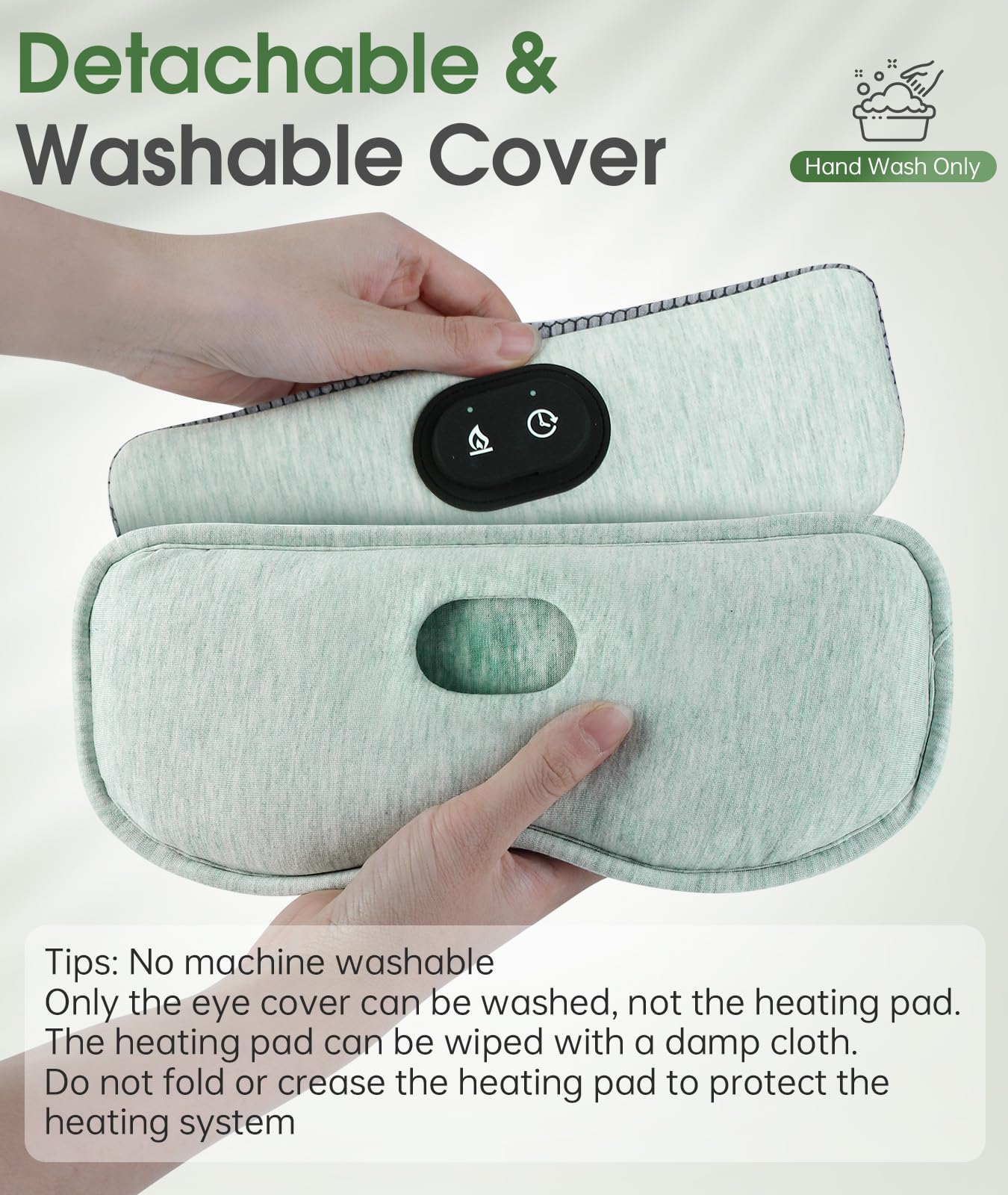 Detachable Heated Eye Mask, Cordless Eye Mask for Dry Eyes & Puffiness, Algae Fiber Ultra-Soft Nose Bridge Light-Block for Deeper Sleep – Graphene Layer Warm Compress & Cold Pack,Travel Essentials