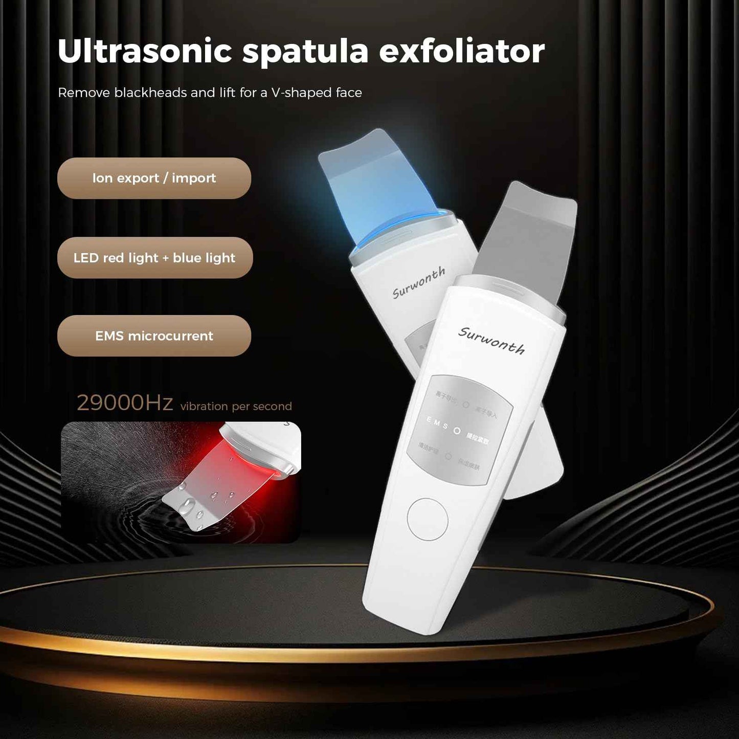 New Skin Face Spatula,Skin Scrubber Face Spatula - Skin Spatula Blackhead Remover Pore Cleaner with 3 Modes,Skin Cleaning Protection-Wet Your face Before use