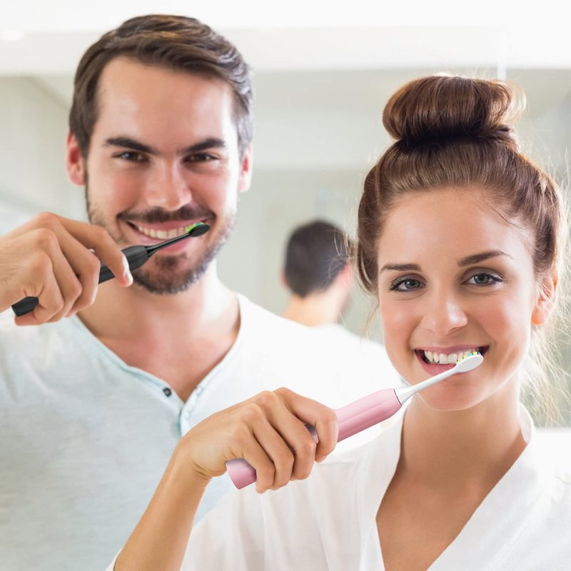 7AM2M Rechargeable Sonic Electric Toothbrush 2 Pack, Soft Toothbrushes for Adults and Kids with 12 Brush Heads, IPX7 One Charge Use for 90 Days, 5 Modes with 2 Minutes Build in Smart Timer