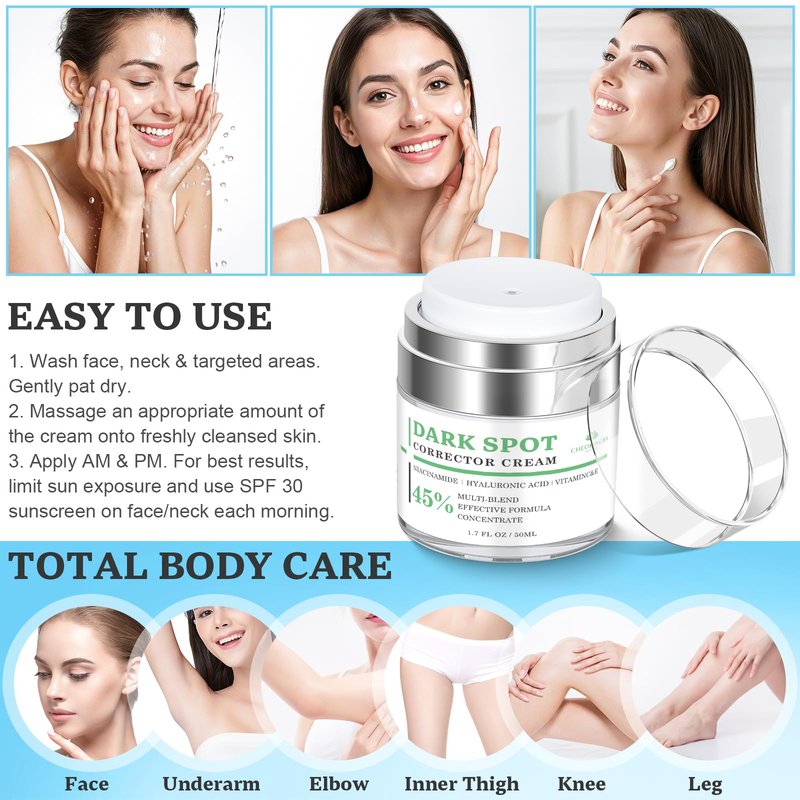 Dark Spot Remover for Face and Body: Dark Spot Corrector Cream, Melasma, Freckle, Sun Spot, Age Spot Remover with Niacinamide and Vitamin C, Advanced Formula for Women and Men (1.7 Fl Oz)