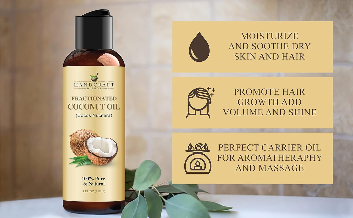 Handcraft Blends USDA Organic Jojoba Oil - Cold-Pressed 4 Fl Oz - 100% Pure and Natural - Premium Grade Carrier Oil for Skin and Hair - Hair and Body - Massage - Hexane-Free