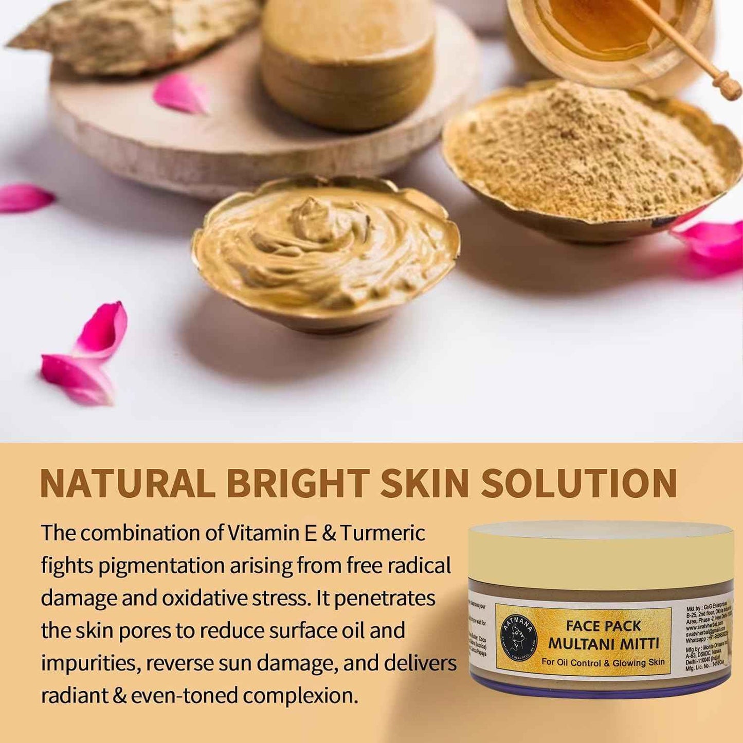 AATMANA Indian Healing Clay Face Pack | Skin Firming | Natural Skin care Tightens Skin for Healthier Complexion -250 Grams