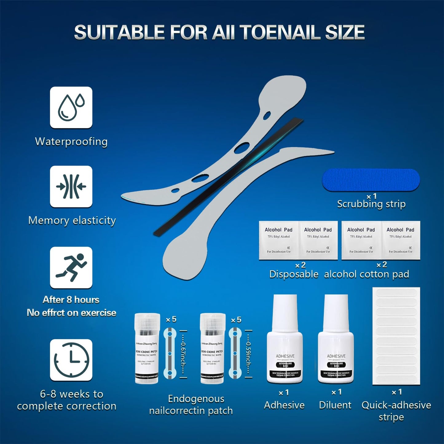 Titanium Alloy Ingrown Toenail Treatment for Curly Ingrown Toenail Corrector - Home Use arc Ingrown Toenail Removal Kit,Men, Women and Curled Toenail Corrector