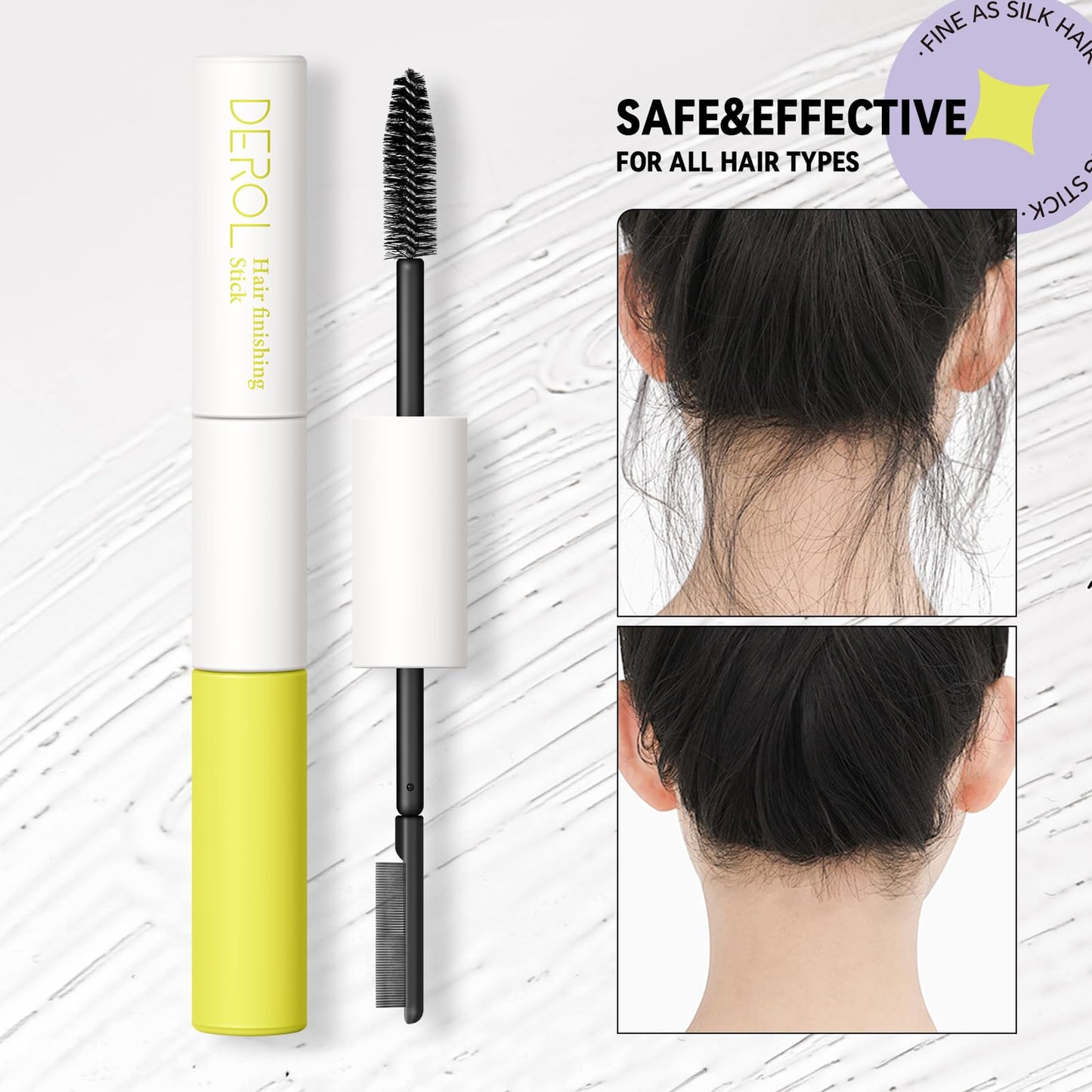 BestLand Double-Head Hair Serum Wand for Frizz and Flyaways – Non-Greasy Flyaway Tamer with Hair Mascara Brush & Comb Tip, Styling Gel Wax Stick, Travel Size, Ideal Gifts for Women Girls