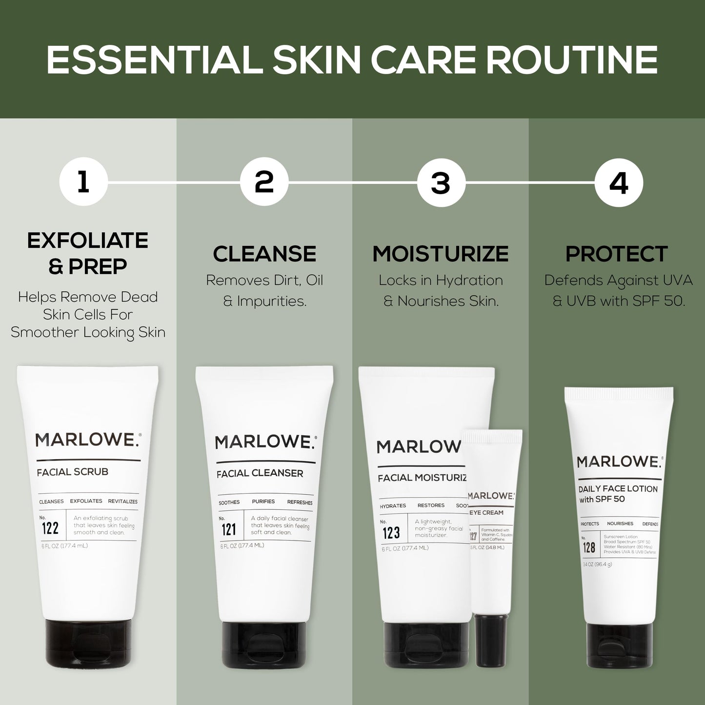 MARLOWE. Facial Scrub for Men, 6 oz, Exfoliating & Refreshing Gentle Face Exfoliator, Cleanses, Smooths, Revitalizes Skin, Clean Vegan Formula with Apricot Seed Powder & Pumice, Fresh Sage & Fir Scent