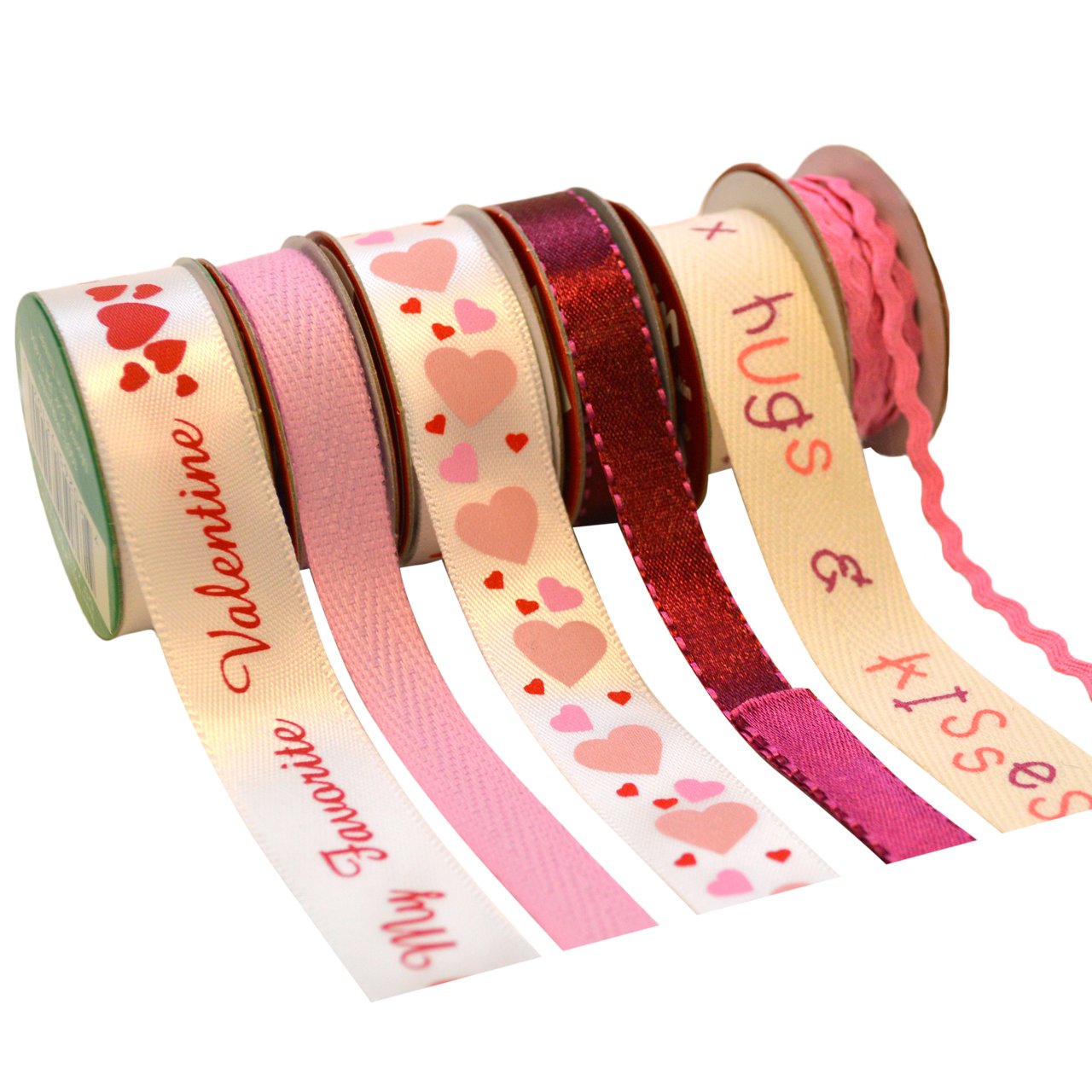 Morex Ribbon 6-Pack Valentine Variety Bobbin Ribbon, Red/Pink, (900/6-1301)