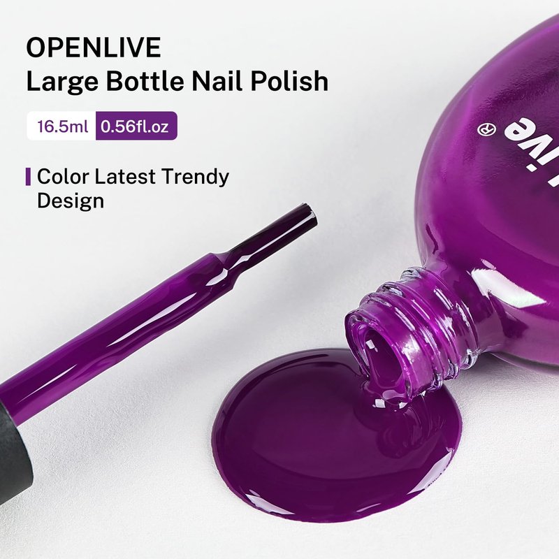 OpenLive 16.5ml Purple Nail Polish Large Volume Quick Drying Nail Polish, Fast Drying and Long Lasting Color Nail Art DIY Home Manicure Gift for Women