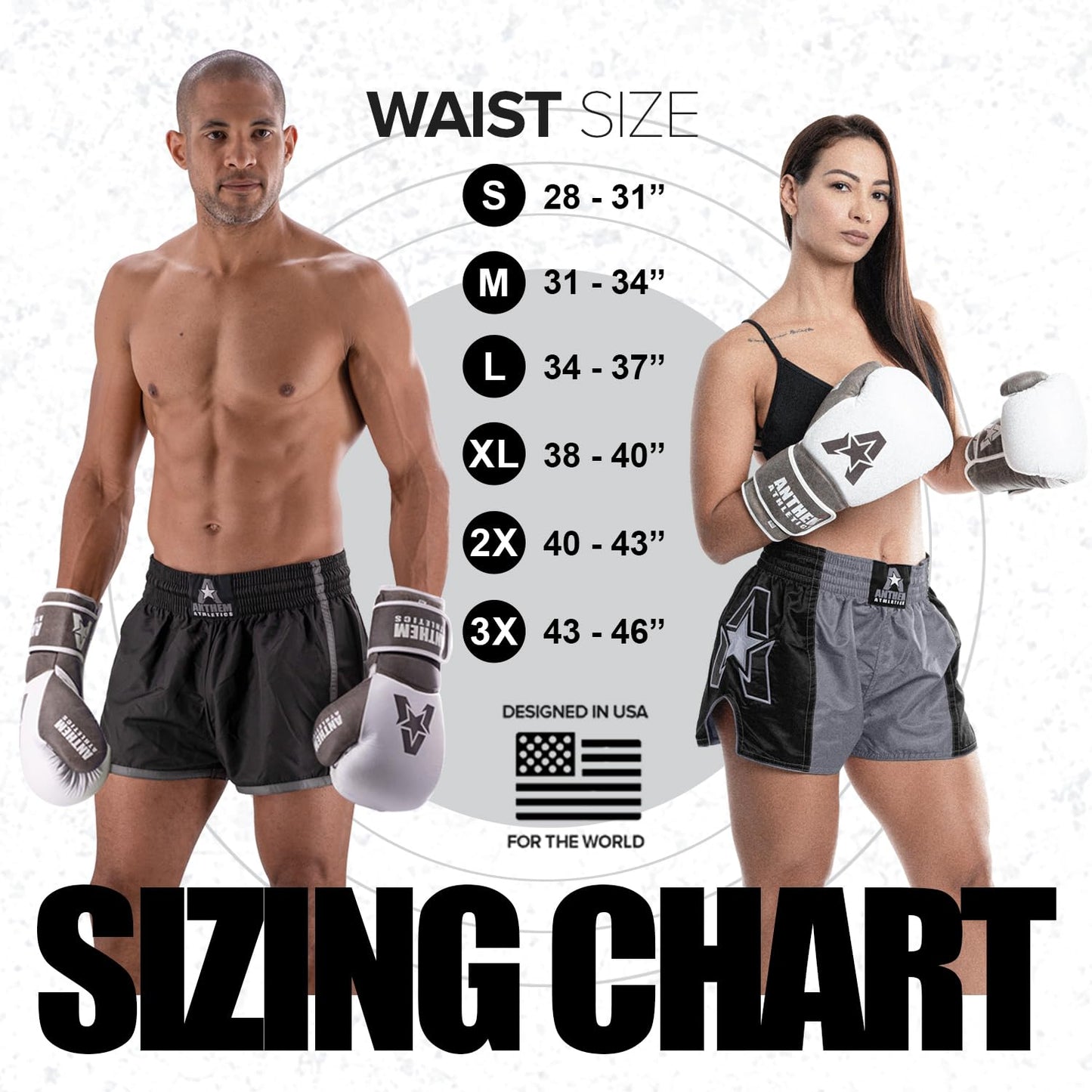 Anthem Athletics Resolute Muay Thai Shorts - Kickboxing Short Boxing Trunks for Men & Women - Black - Small
