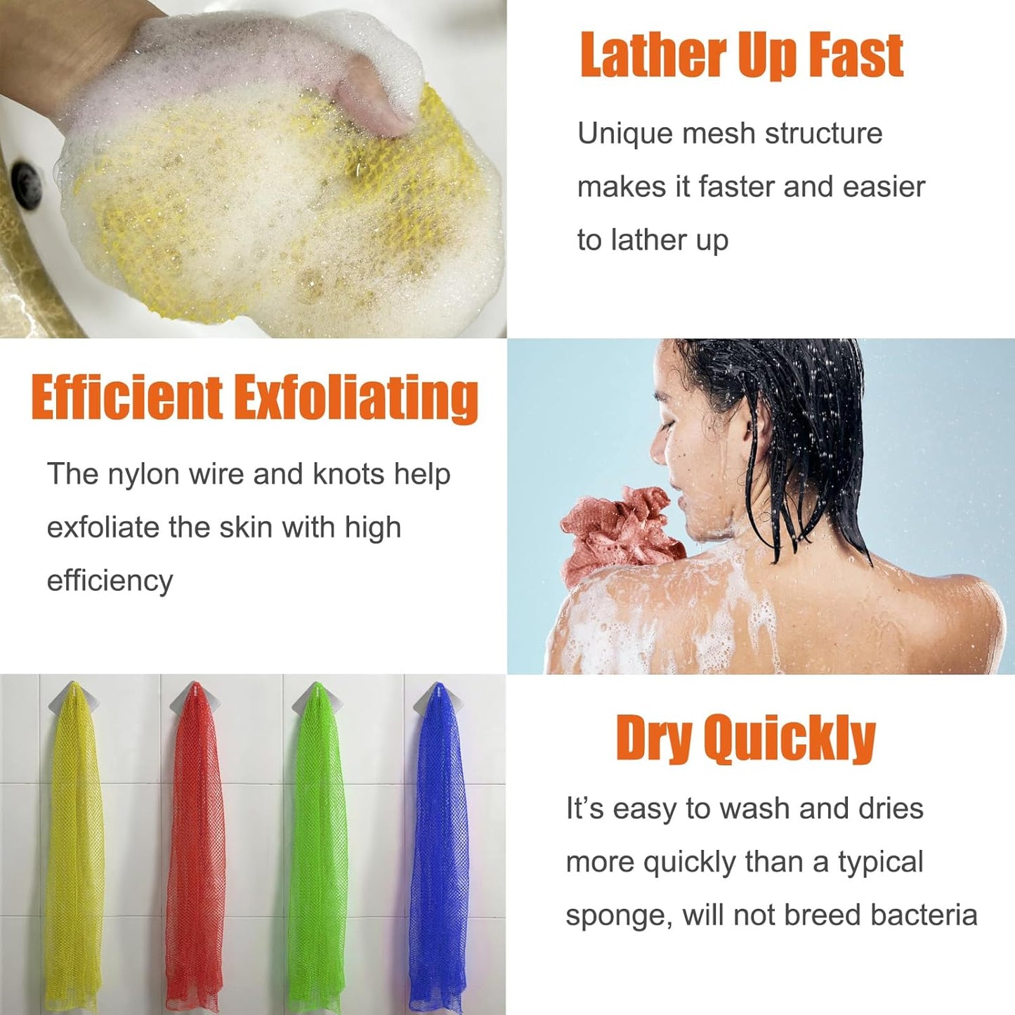 Unifab African Net Sponge Authentic Real African Exfoliating Net Bath Sponge Wash Cloth Exfoliating Washcloth African Net Cloth Body Scrubber for Shower Pink