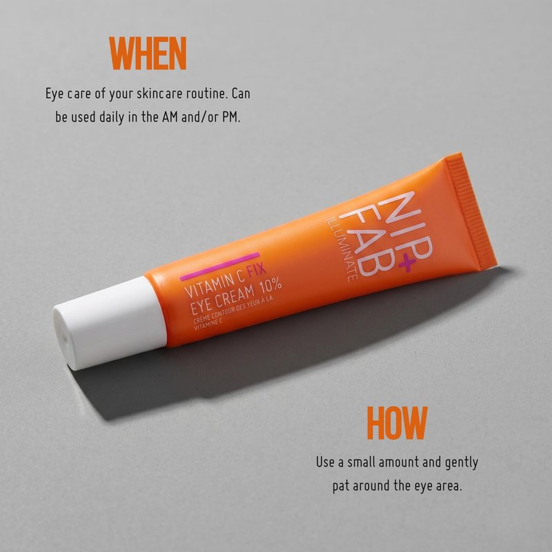 Nip+Fab Vitamin C Fix Eye Cream 10% 0.5 fl oz | with Peptides, Caffeine and Niacinamide for Smoother, Brighter Under Eye Skin | 3 Forms of Vitamin C