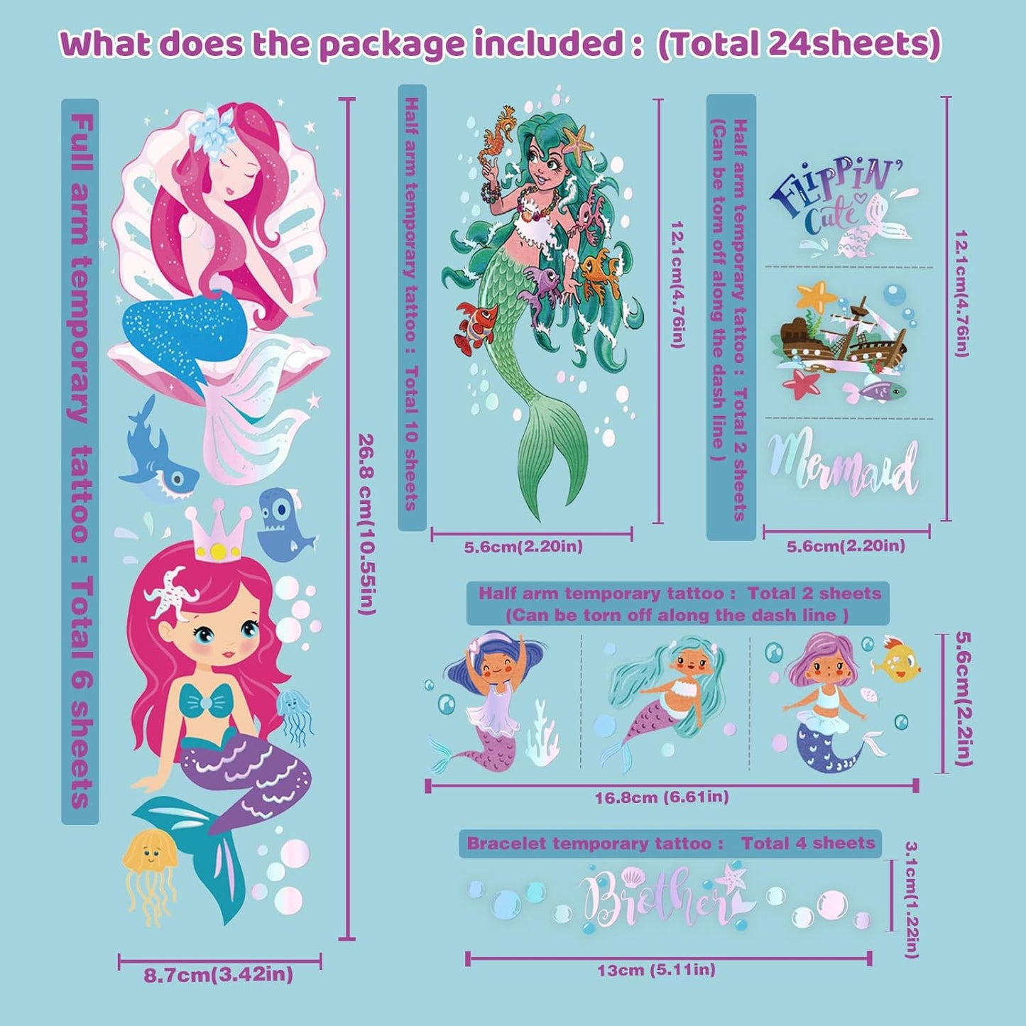 Waterproof Temporary Tattoos - 118pcs Groovy Fake Tattoo for Kids Birthday Party Supplies, Star Unicorn Smiley Rainbow Flower Candy Crown Arts and Crafts for Boys or Girls 6 7 8 9 10 11 12 years old