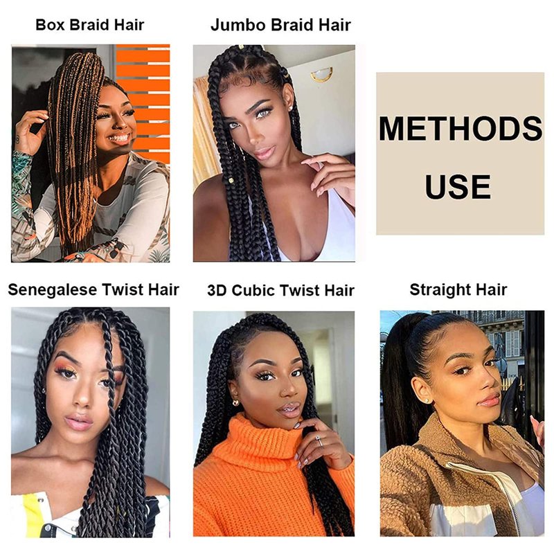 Liang Dian Pre-Stretched Braiding Hair 36 Inch 6 packs Hot Water Setting Synthetic Hair Crochet Braiding Hair Extension(Mixed black/Dark Purple/Light Purple)