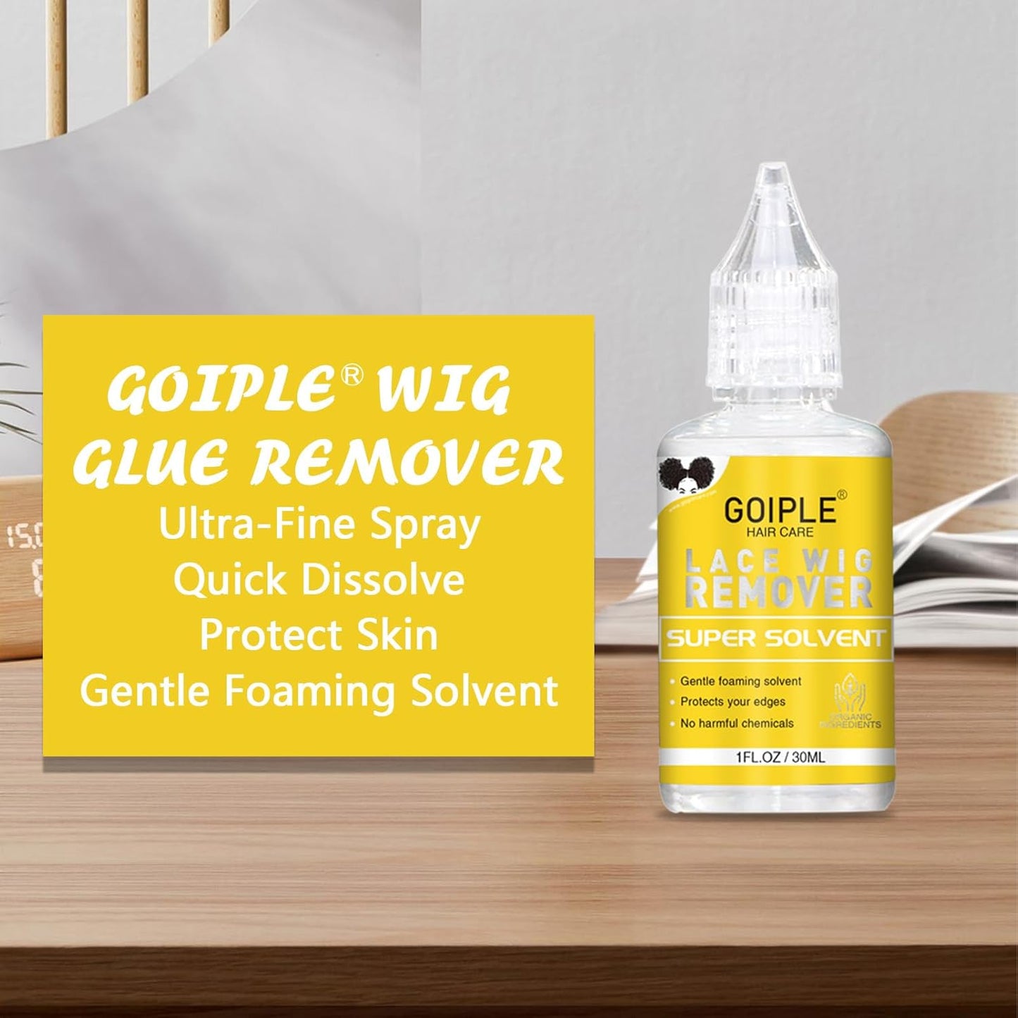 Goiple Wig Glue for Lace Front Wigs, Waterproof Lace Front Wig Glue for Wigs, Strong Hold Transparent Lace Adhesive for Hair Replacement Invisible Hair Bonding Wig Adhesive(1.28 fl oz)