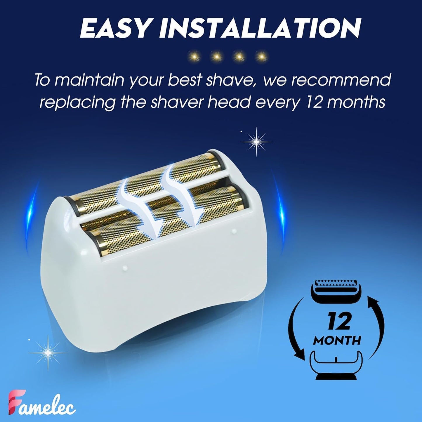 FAMELEC Pro Foil and Cutters for Andis Foil Shaver Models TS1 17150 17235 17220 TS2 17200, Razor Blades & Gold Foil Shaver Blades Compatible with Andis Shaver Foil Replacement #17155 17160 17280