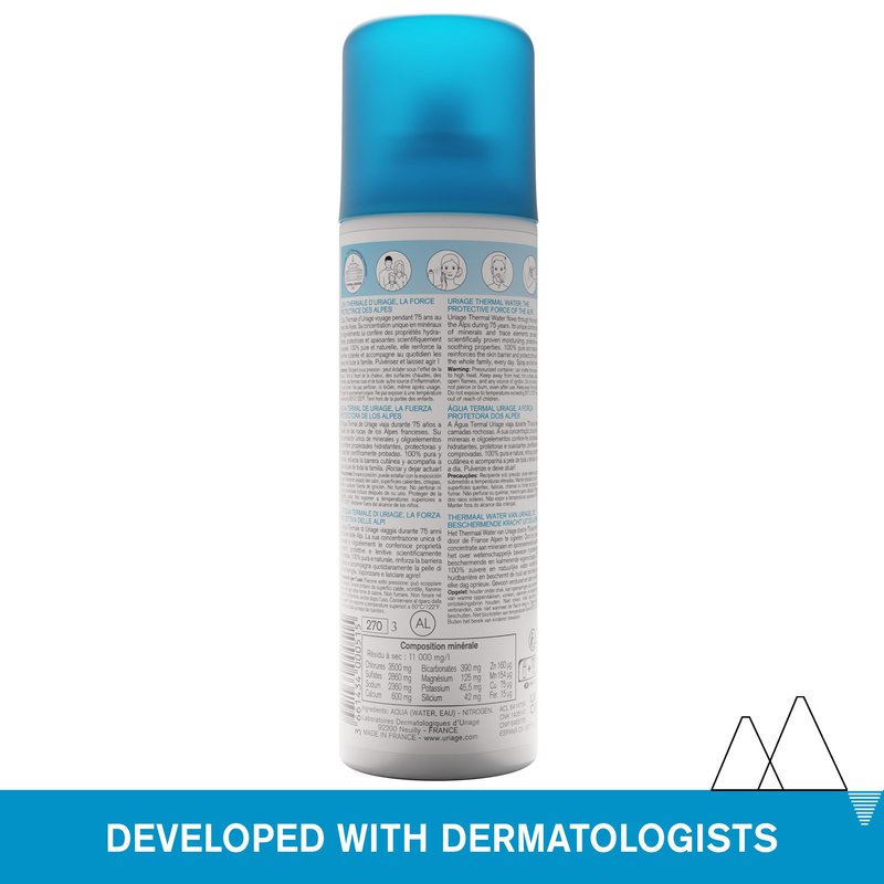 Uriage Face Mist Thermal Water, 100% Pure & Natural, + 32% of Hydratation after 1 hour, hydrates, Soothes, Fresh Spray, Multi-purpose, for the whole Family