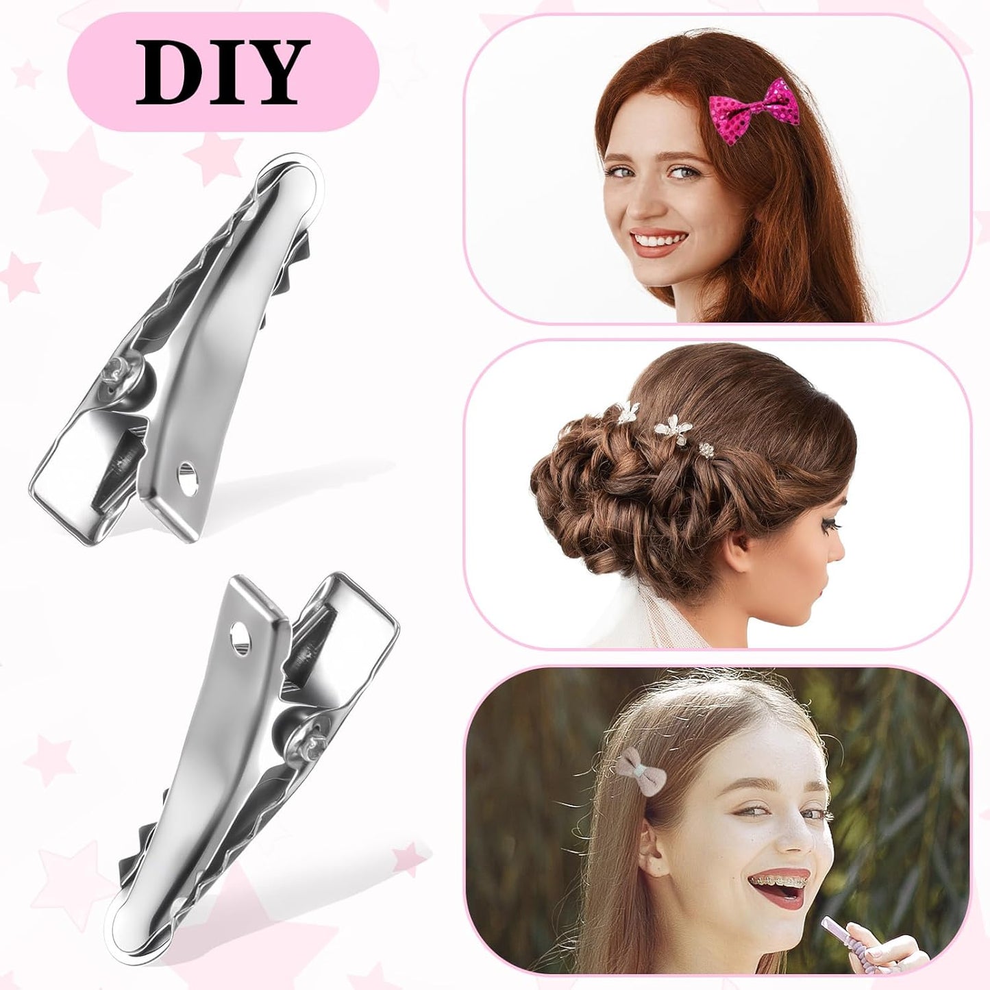 100 Pcs Small Alligator Hair Clips - 25MM Metal Clips for DIY Bow Making & Crafts