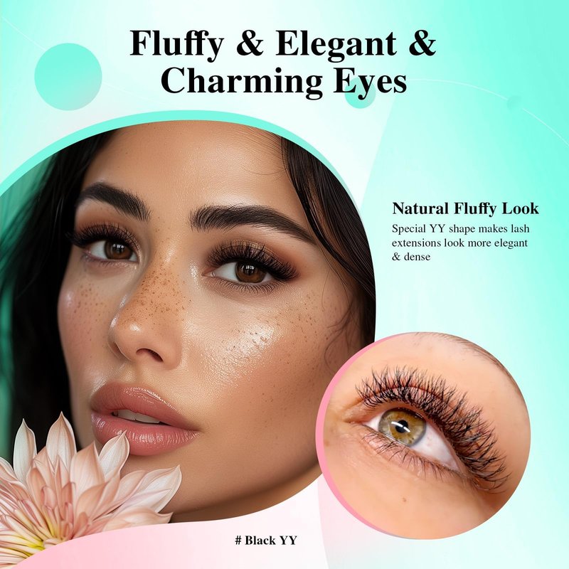 NAGARAKU 5 Trays yy Eyelash Extensions y lash 0.07mm D curl 9/10/11/12/13mm in 1 pack Premade 4D Easy Fan Russian Volume Cluster Faux Mink Matte Black 12 rows