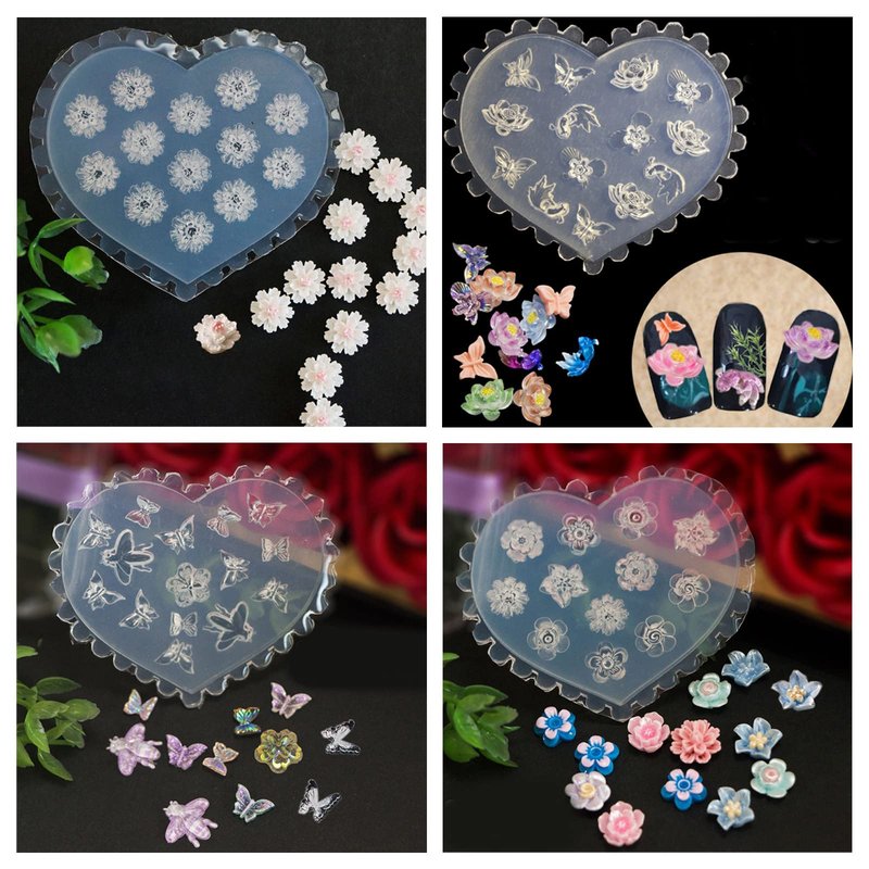 5PCS Flowers Silicone Nail Art Decortive Design 3D Silicone Mold for Nail Art Decorations
