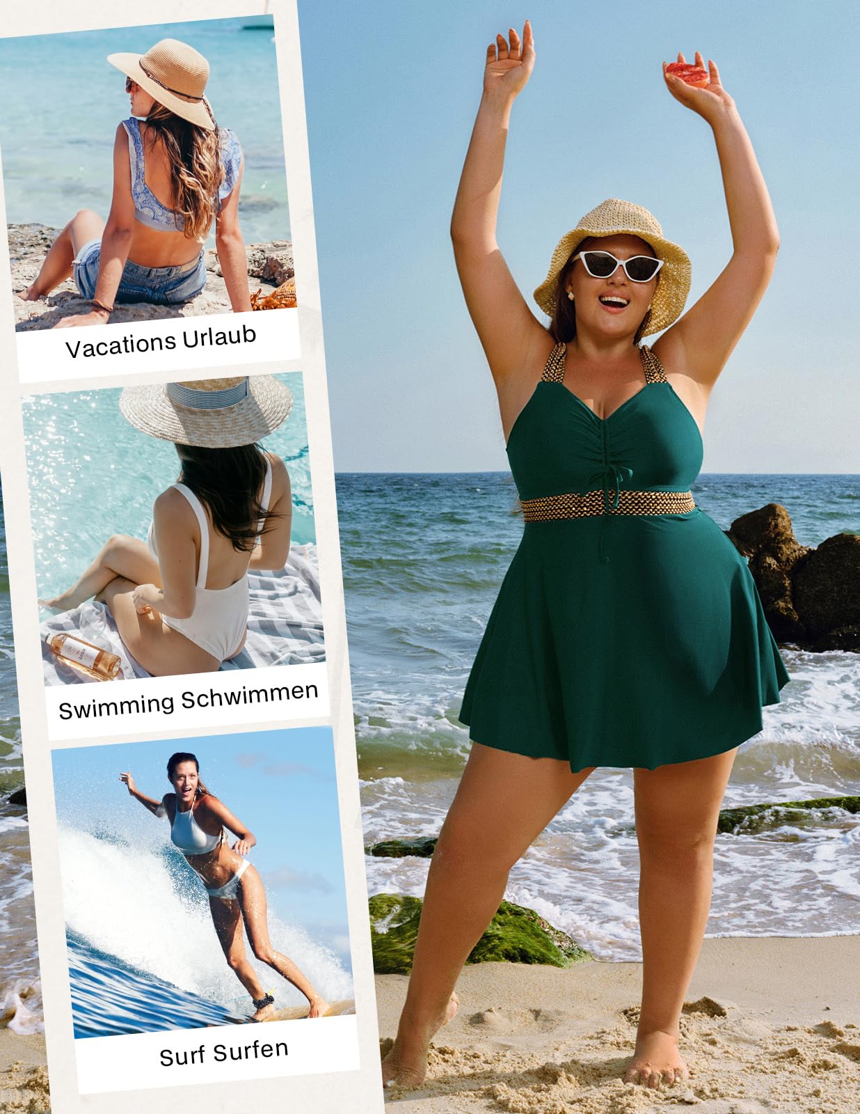 Hanna Nikole Women Plus Size Tankini Swimsuit Two Piece Flowy Swimdress Bathing Suits with Adjustable Shoulder Straps Dark Green 20 Plus
