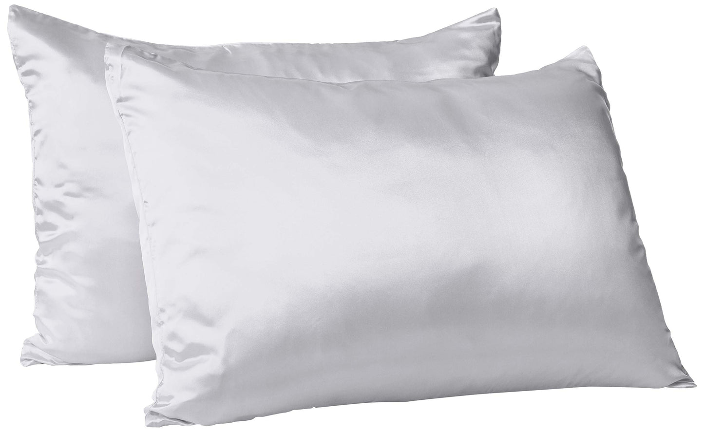 Morning Glamour Satin Pillowcases for Hair & Skin, Similar to Silk, Standard/Queen Size Set of 2, Cooling Pillow Case with Envelope Closure, Gifts for Women, 20”x26” Silver