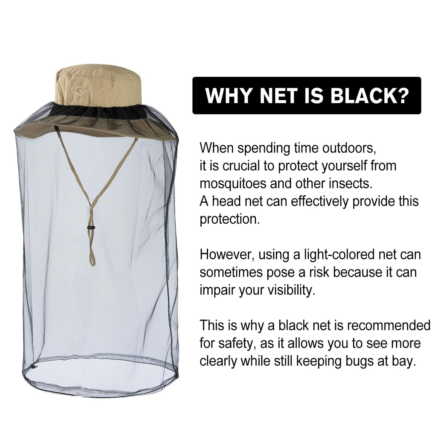 Mens Wide Brim Detachable Net Mesh Veil Sun Hat M/L UV Protection Boonie Bucket Sunhat Summer Beach Golf Hiking Safari Outdoor Fishing Garden SPF 50 Khaki 56-59cm