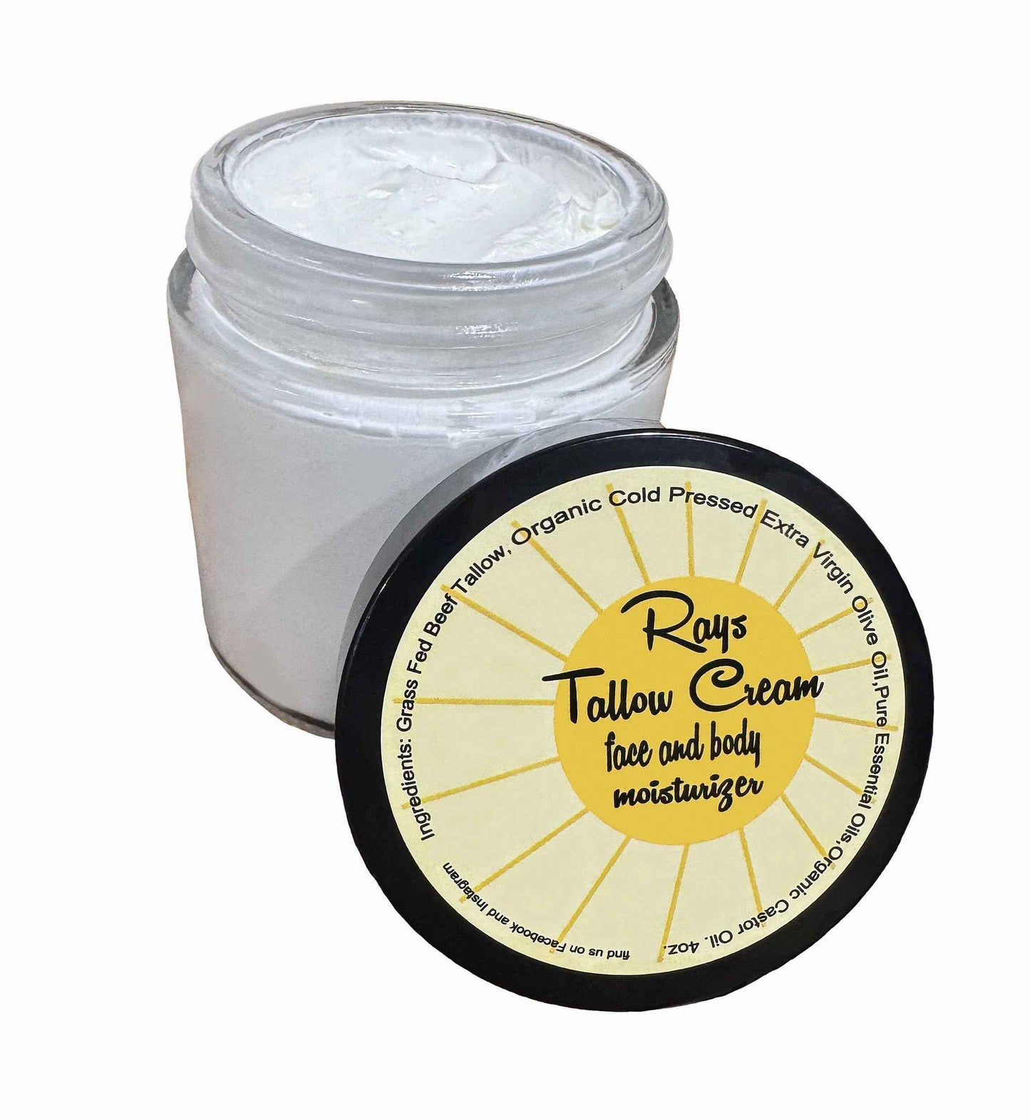 100% Grass Fed Beef Tallow for Skin Care - Face + Body - Whipped Moisturizer - 4 oz. - with 100% Pure Essential Oils - Frankincense Myrrh