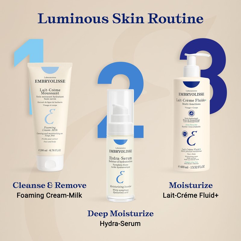 Embryolisse Lait-Crème Fluid+ Face & Body Cream, Multi-Use Lightweight Moisturizer with Shea Butter & Aloe Vera. Fast Absorbing, For All Skin Types, 13.52 Fl Oz