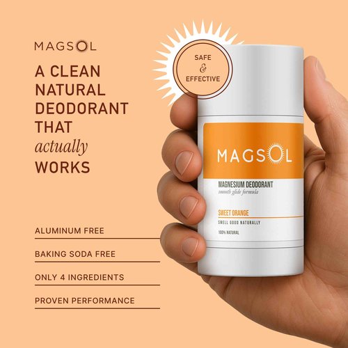 MAGSOL Natural Deodorant for Men & Women | Aluminum Free Deodorant | Gentle on Skin with Sweet Almond Oil & Beeswax | Baking Soda Free | Paraben & Pthalate Free | Sweet Orange