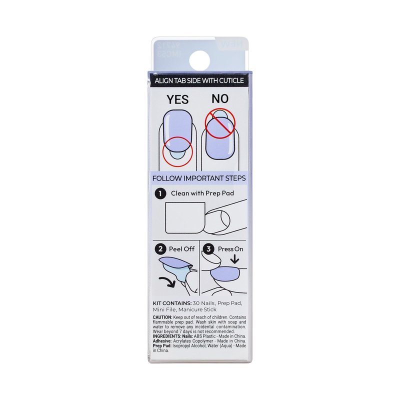 Impress Color Ombre Press On Nails, 'Friendzone', Blue, Short Oval, PureFit Technology, Patented Super Hold Adhesive, Chip Proof, Smudge Proof, Mini Nail File, Manicure Stick & 30 Fake Nails