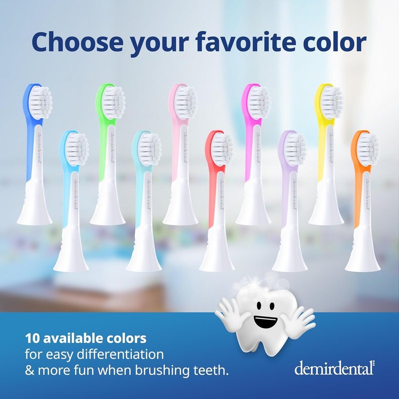 Kids Mini Toothbrush Heads for Philips Sonicare | Sensitive Replacement Heads for Ages 3-6 - Turquoise - 8 Pack