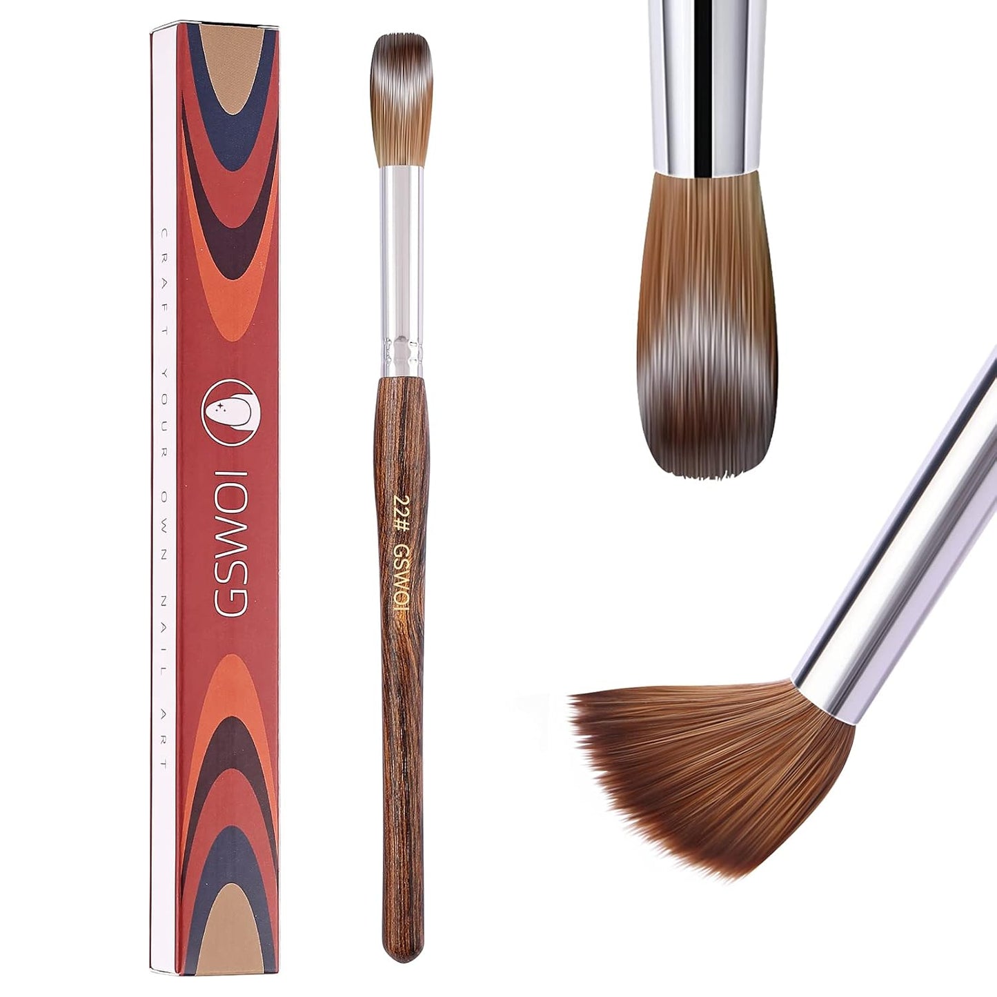 Kolinsky Acrylic Brush Size 22 - Professional Nail Application Tool with Wood Handle for Salons & DIY
