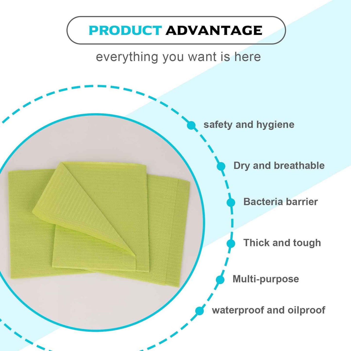 WZPB Tattoo Practice Skin with Dental Bibs 5Pcs Tattoo Fake Skin 3MM with 50Pcs Disposable Dental Bibs 13"*18" Chartreuse for Nail Salon, Dental Clinic, Tattoo Shop, Tattoo Beginners and Artists