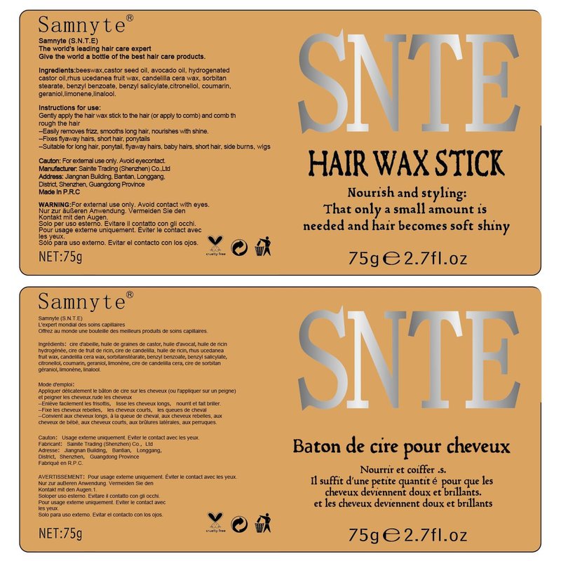 Slick Back Hair Brush, Hair Wax Stick Set - Boar Bristle Brush for Fine to Medium Hairs - Smooth Flyaways, Frizz & Baby Hairs, Sleek Ponytails Buns Updos