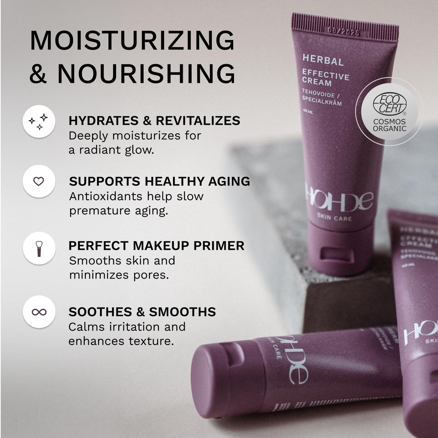HOHDE Herbal Effective Face Cream – Lifting & Moisturizing Anti-Aging Formula with Rose & Shea Butter, Boosts Skin Renewal & Firmness, Nourishing for All Skin Types, 50ml