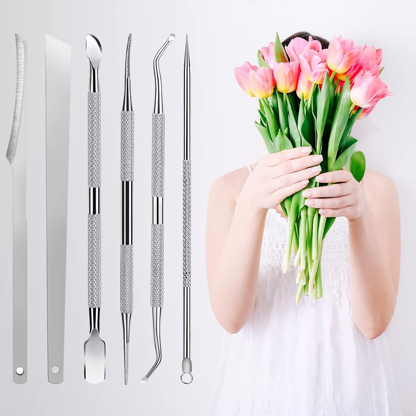 6-Pack Ingrown Toenail File and Lifters, Professional Surgical Stainless Steel Ingrown Toenail Removal Tool Kit, Manicure Treatment Pedicure Tools for Feet Under Nail Cleaner Correction Polish Pain