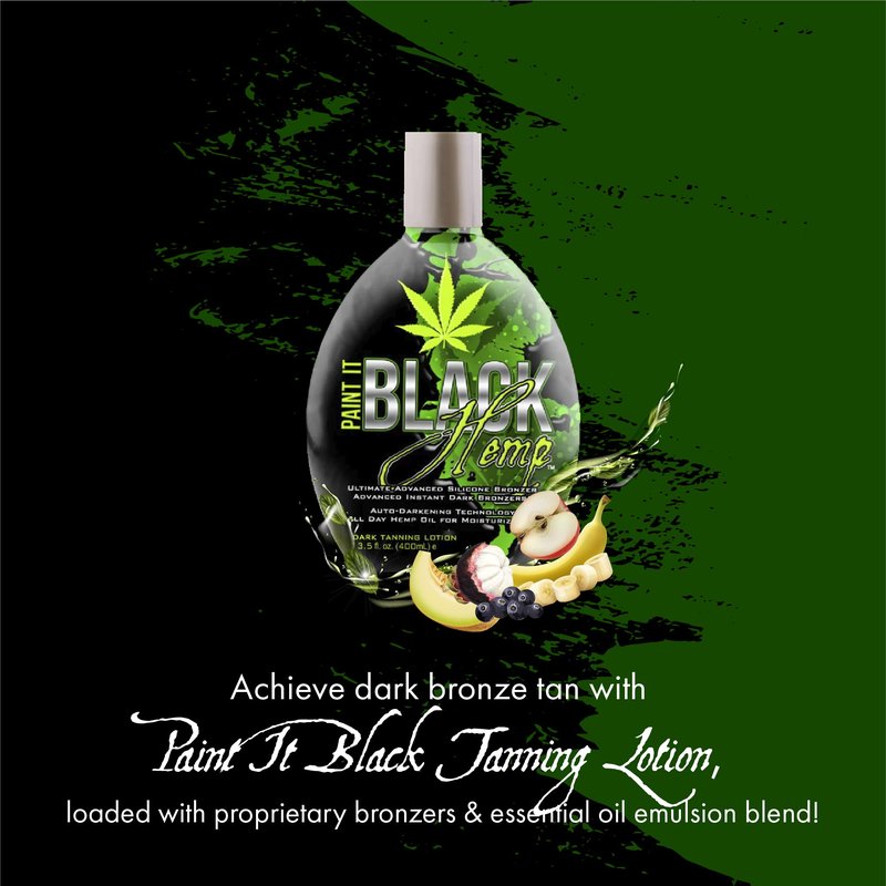 Millennium Tanning Products - Paint It Black Hemp Bronzer & Dark Tanning Lotion Accelerator for Indoor Tanning Beds & Outdoor Sun Tan - 13.5 fl. oz.