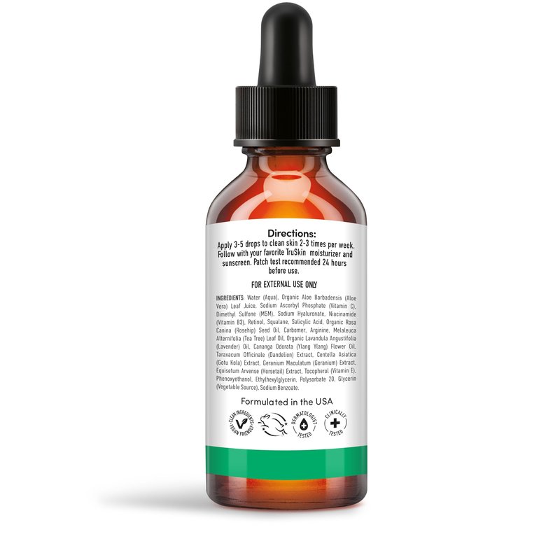 TruSkin Tea Tree Oil Acne Treatment Serum for Face - Salicylic Acid, Niacinamide, Vitamin C & Retinol - Clarifying Super Facial Serum for Acne-Prone Skin & Pores, 2 Oz