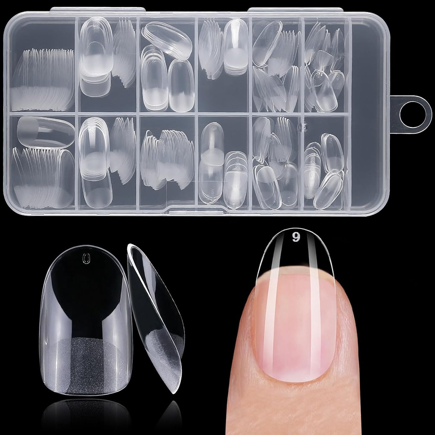 240pc Square Gel Nail Tips Medium Fake Nails for Press on Nails Clear Acrylic Nails Tips, 12 Size Full Cover Nail tips Square Soft Gel Nail Tips False Nails Extension Artificial Fingernails