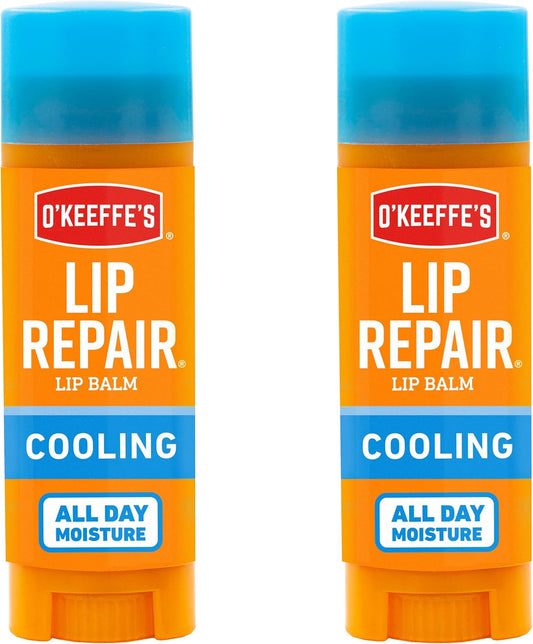 O'Keeffe's Lip Repair Lip Balm With Cooling Relief for Dry, Cracked Lips - Stick (2 Pack) - Moisturizer for Very Dry Lips