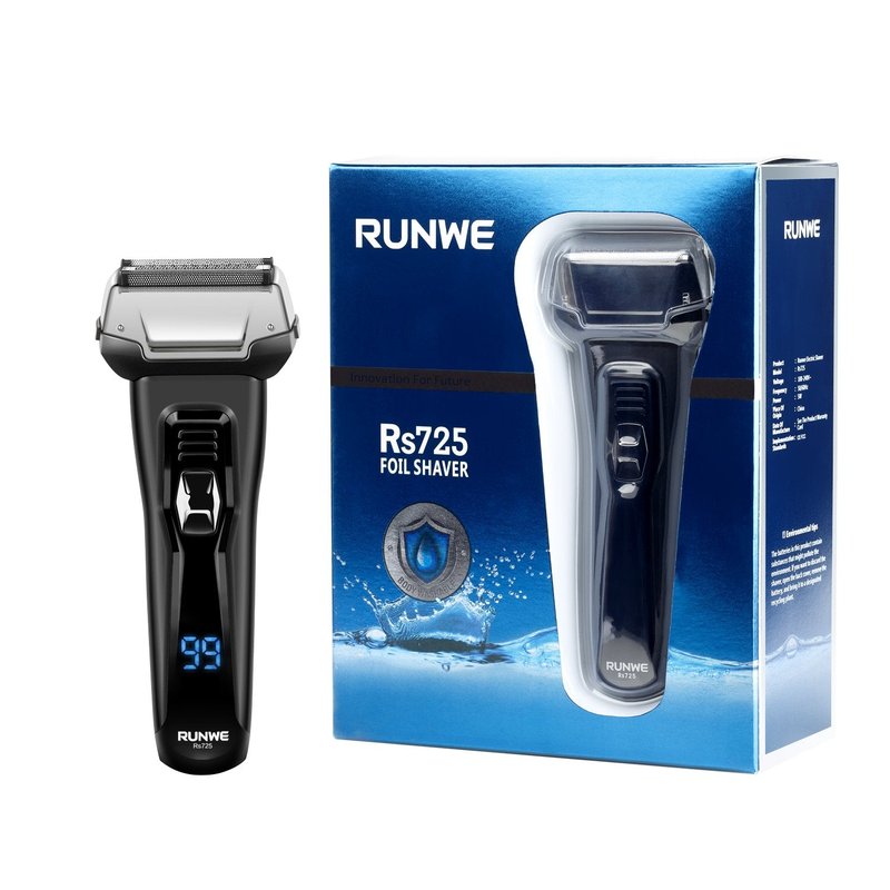 Runwe Rs725 Men's Electric Razor Cordless Foil Shaver with Pop-Up Beard Trimmer and LCD Display for Men Wet/Dry Shaving
