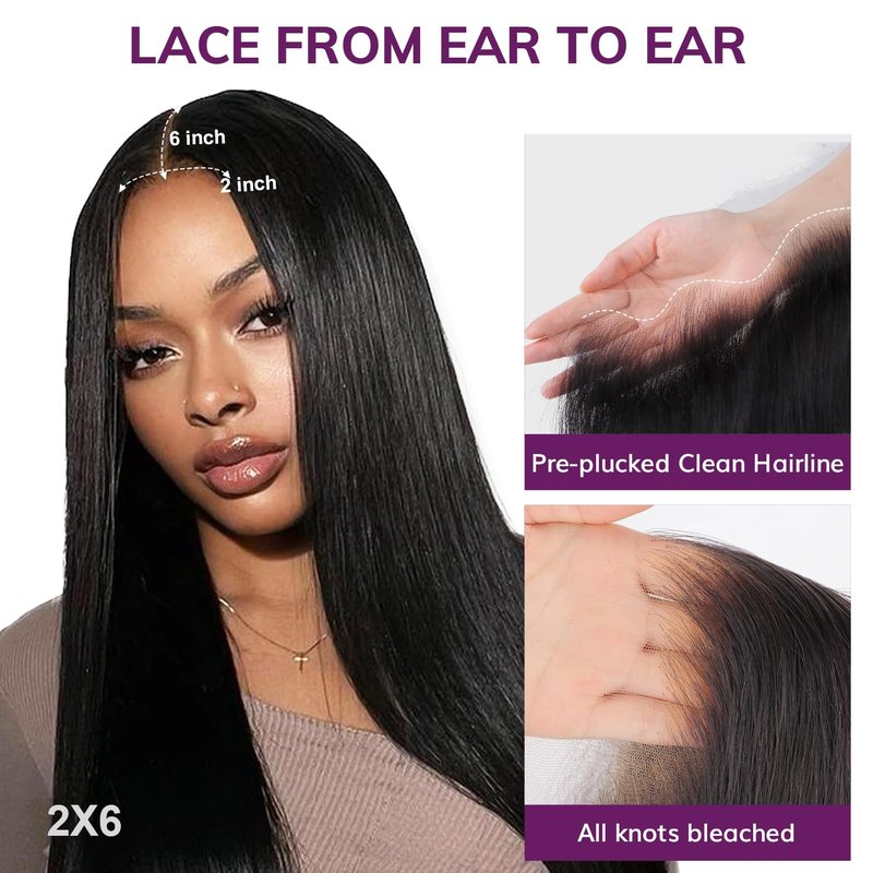 IDN BEAUTY SKINLIKE REAL HD 2x6 Lace Closure Human Hair Straight 14 Inch Bleached Single Knots HD Closure Ultra-thin 2x6 Lace Closure Virgin Human Hair 0.1 mm Pre Plucked Hairline Lace Closure