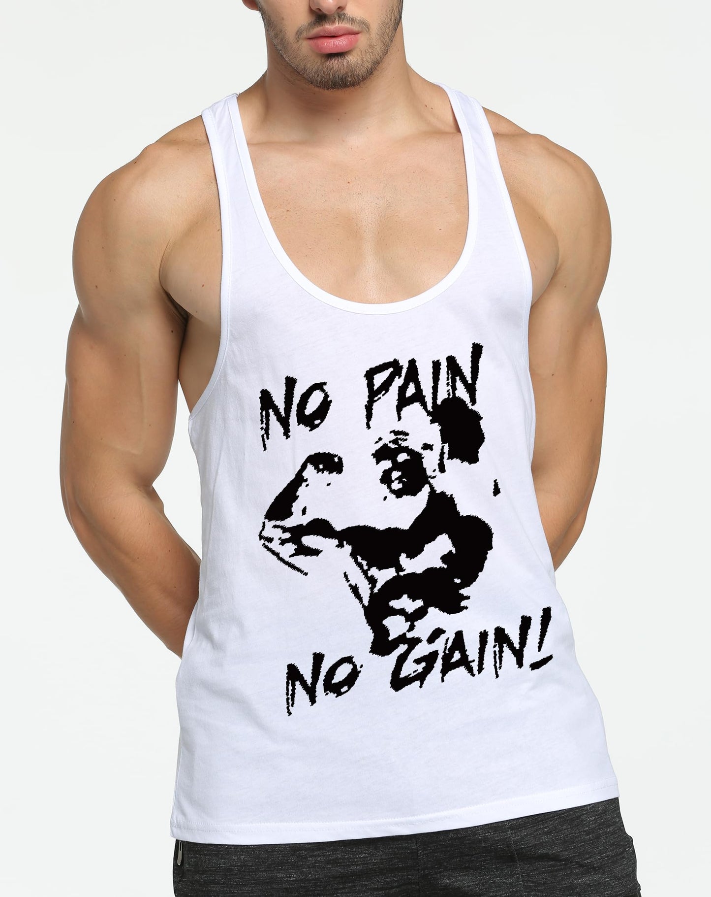 GYMLEADER Men's Tank Top 3 Pack Workout Gym Muscle Shirt Y-Back Fitness Bodybuilding Stringer Sleeveless Summer Training Running T-Shirts- Black+White+Green-L