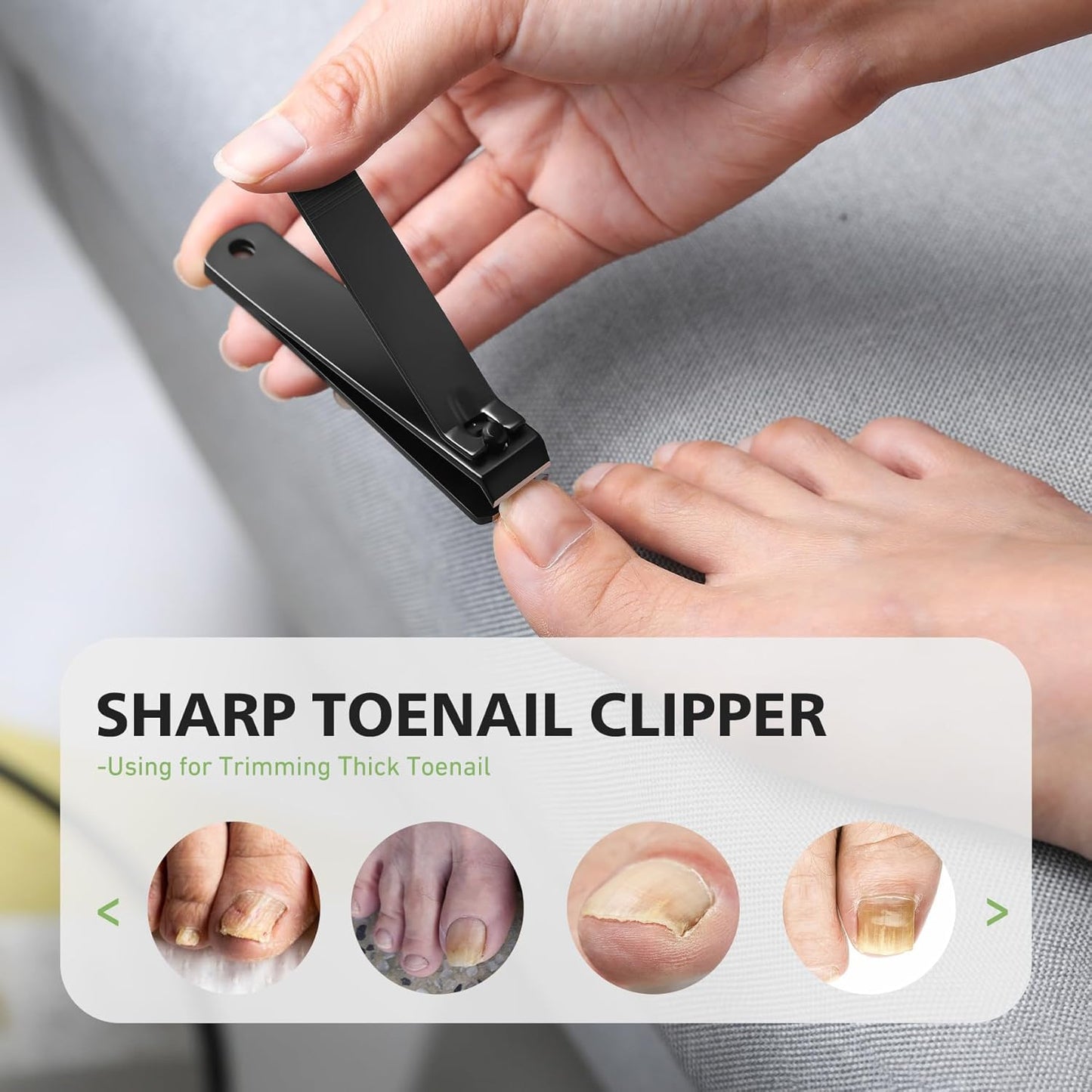 Heavy Duty Straight Blade Nail Clippers for Thick Toenails, Professional Stainless Steel Fingernail Toenail Clippers Trimmers - Thick Wide Jaw Toe Nail Clippings for Seniors, Men & Women (Black)