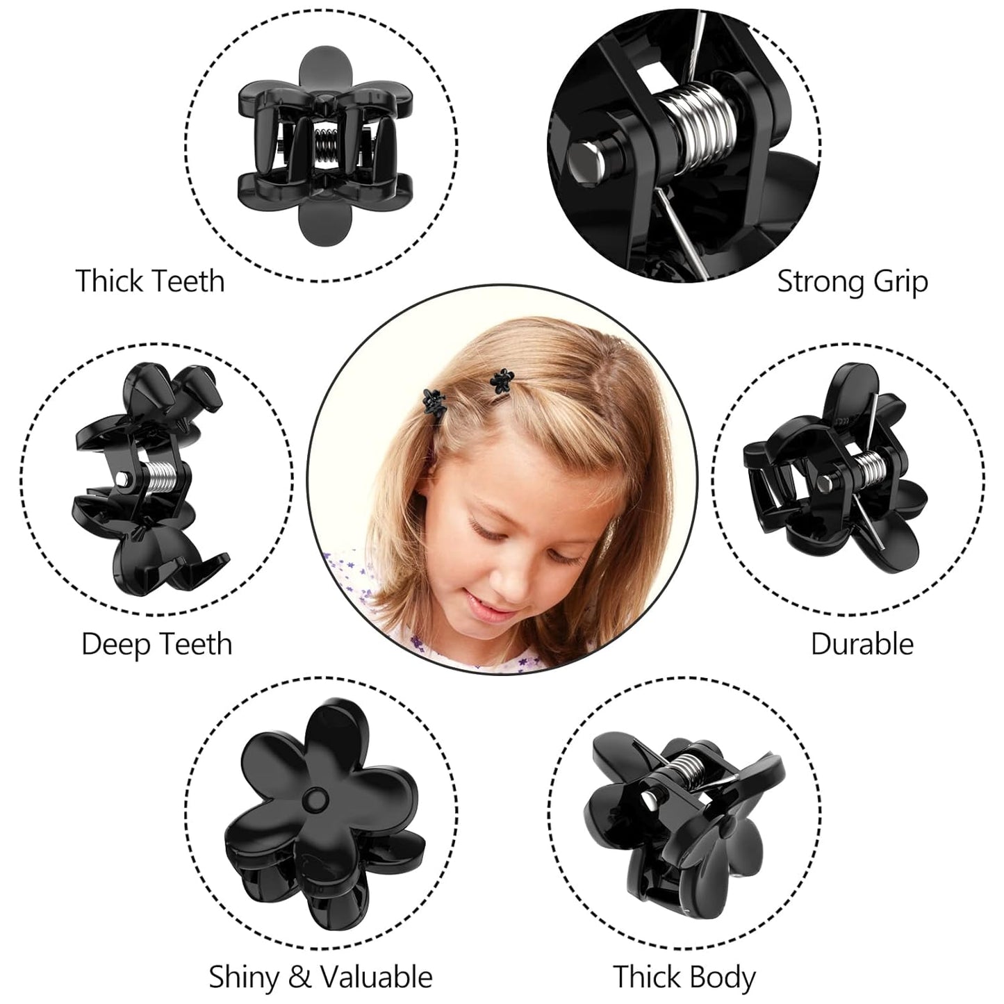 Mini Hair Clips Pack of 100 - Colorful Tiny Flower Hair Clips for Baby Toddler Girls Women, Strong Grip for Fine Hair Bangs