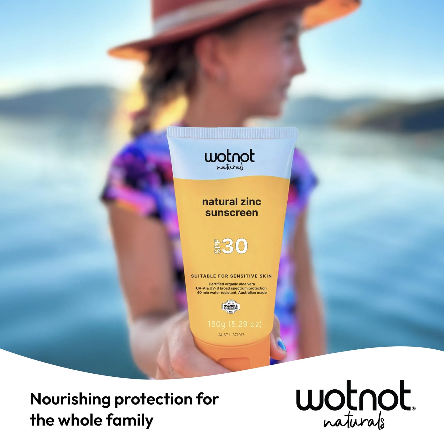 Wotnot Natural Zinc Sunscreen SPF 30 for Sensitive Skin, Mineral Sunscreen for Face & Body, Fragrance-Free Daily Sun Protection for Adults & Family, 5.3oz (150g)