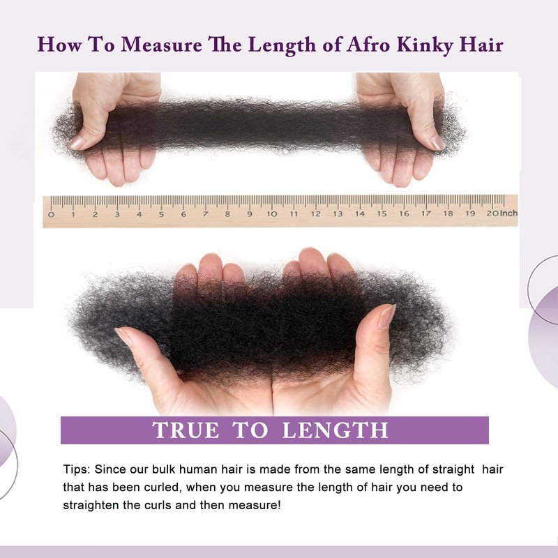 Bob Afro Kinkys Bulk Human Hair 10 Inch 50g Spring Twist Hair Afro Kinky-curly Human Hair Bulk for Twist 4C Kinkycurly Human Braiding Hair for Women Girl Kids Natural Black