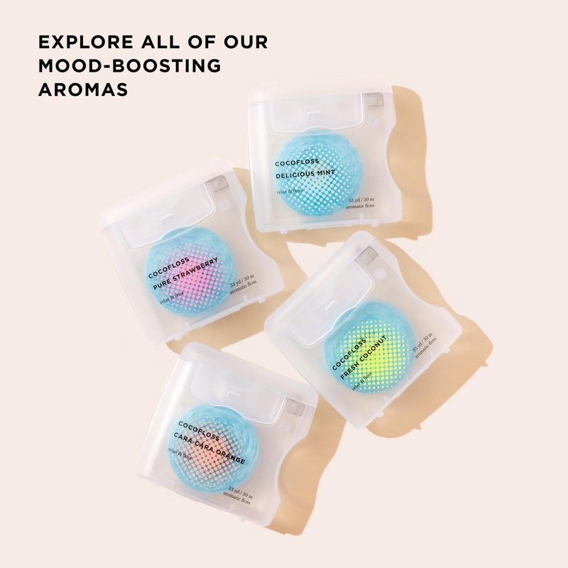 Cocofloss Expanding Woven Dental Floss by Cocolab, Waxed Tooth Floss for Daily Oral Care, Coconut Oil Infused, Vegan, for Adults and Kids, Strawberry Scent, 3 Pack