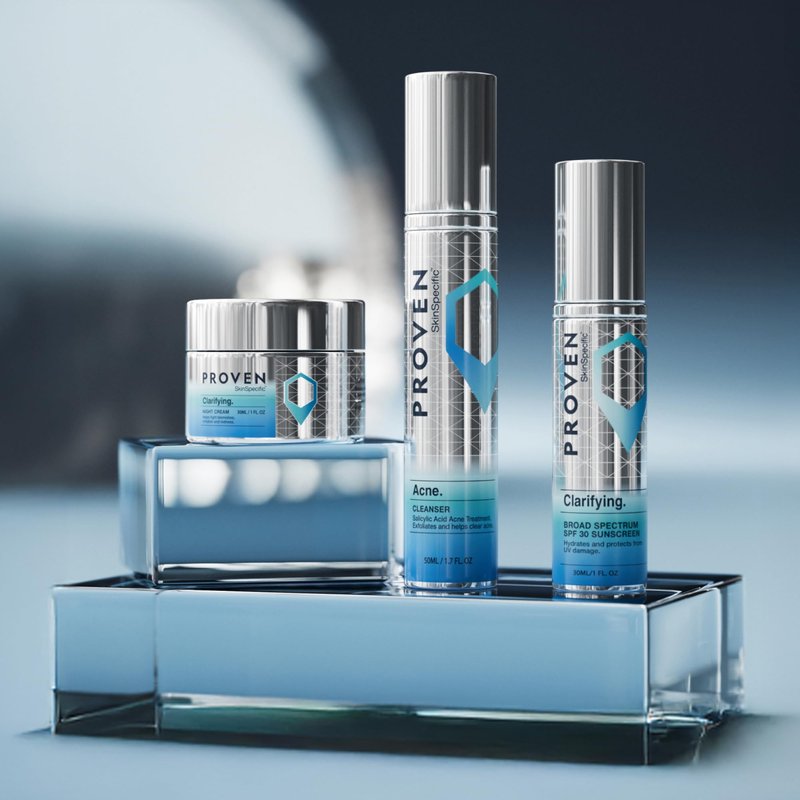 PROVEN SkinSpecific Acne Routine – 3-Step Skincare Kit with Cleanser, Night Cream & SPF 30 Moisturizer – Dermatologist-Tested System for Blemish-Prone Skin, Salicylic Acid + Zinc