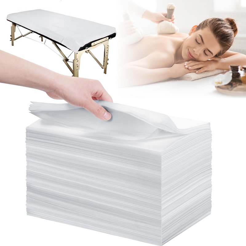 Disposable Bed Sheets 100 Pcs 31"x 71" Massage Table Cover Non Woven Fabric SPA Sheet Breathable for Massage Beauty Tattoo(White)