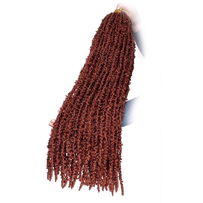 ZRQ Copper Red 30 Inch Butterfly Locs Crochet Hair 6 Packs Pre-looped Long Distressed Butterfly Faux Locs Hair Ginger Goddess Soft Locs Crochet Braids Hair Extensions (30 Inch, 350#)
